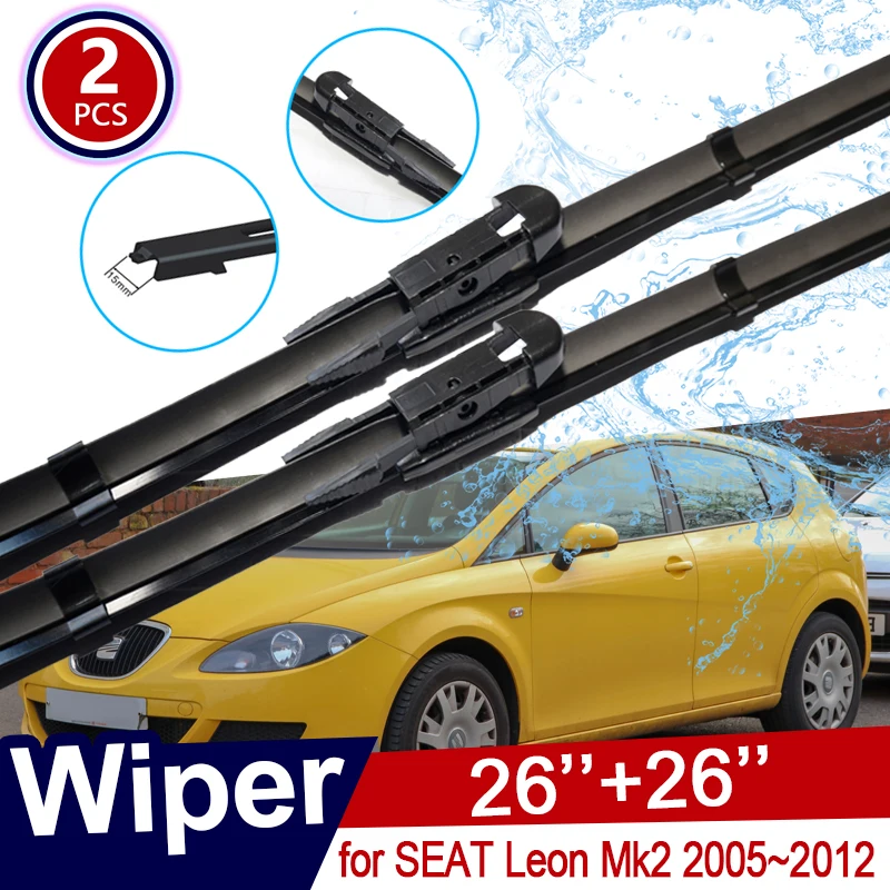 

2x Car Wiper Blades for Seat Leon Mk2 1P 2 II 2005~2012 Windscreen Windshield Brushes Accessories 2011 2010 2009 2008 2007 2006