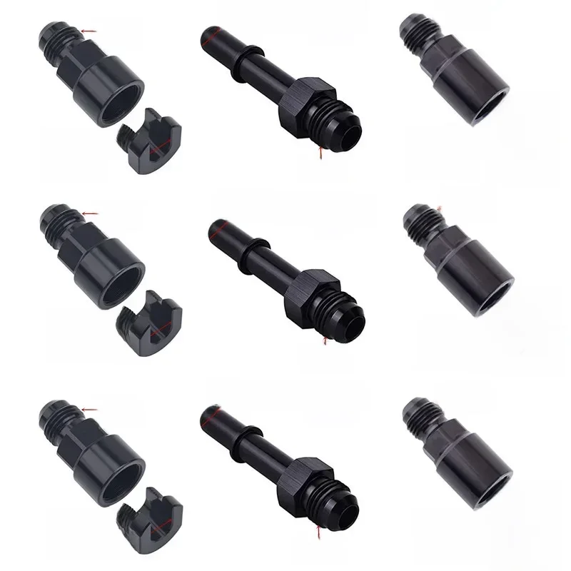 1/2szt Szybkozłączka 6AN AN6 męska do 3/8", 5/16" AN8 8AN Szybkozłączka męska Push On EFI Adapter paliwa Aluminium Czarny — zdjęcie 2