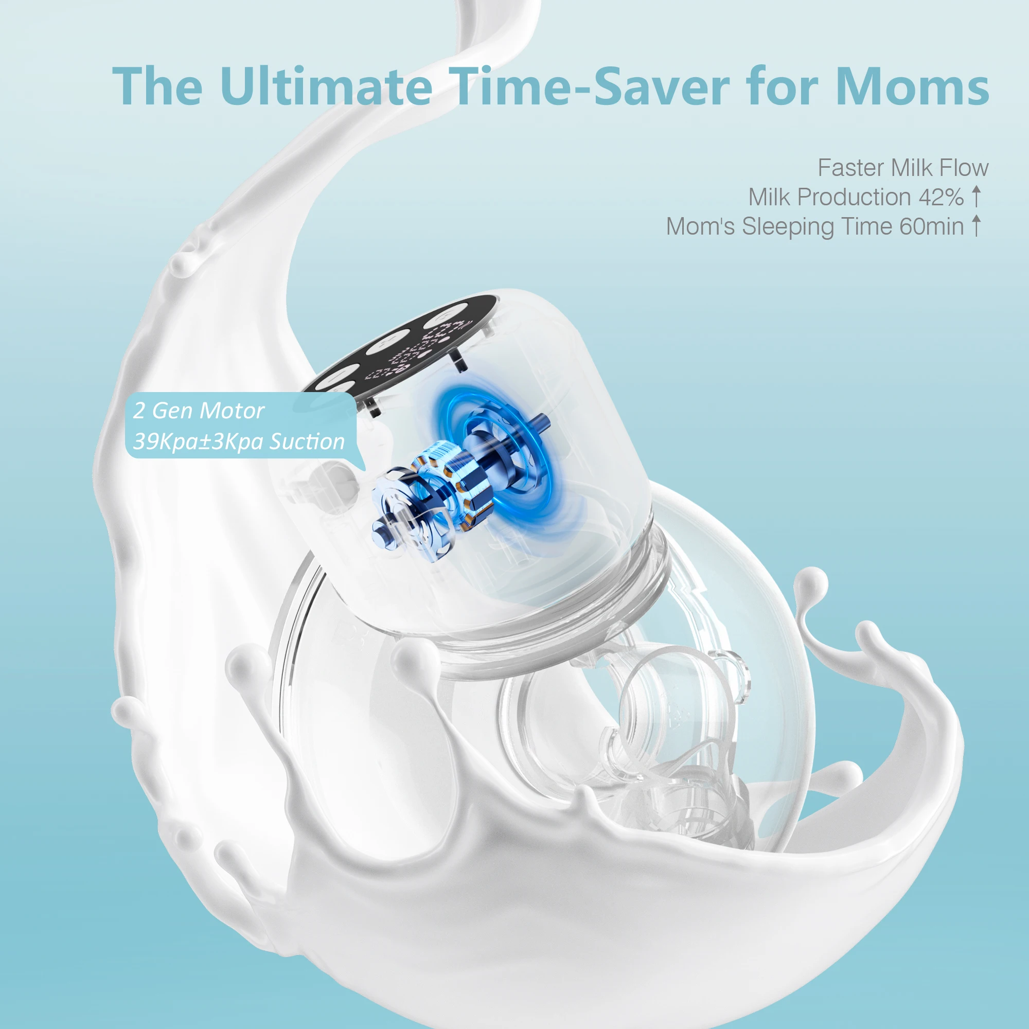 Electric Wearable Breast Pump 4 Modes 9 Suction Levels Silent BPA-Free Hands Free Portable Breastfeeding for Newborn,24mm Flange