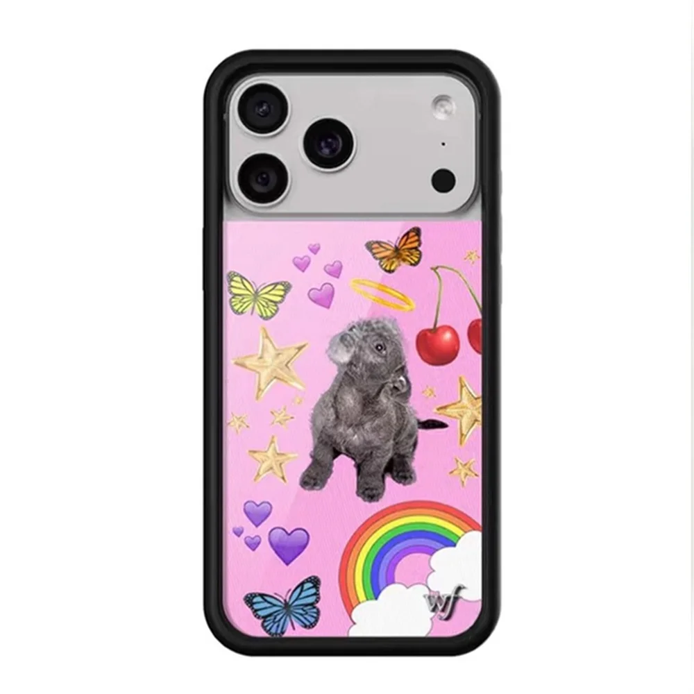 2025 جديد Wildflower ثلاثية الأبعاد WF الكرز قوس قزح ستار جراب هاتف آيفون 17 برو ماكس 16 زائد الهواء 12 13 14 15 16 غطاء العلم الكرتون cas