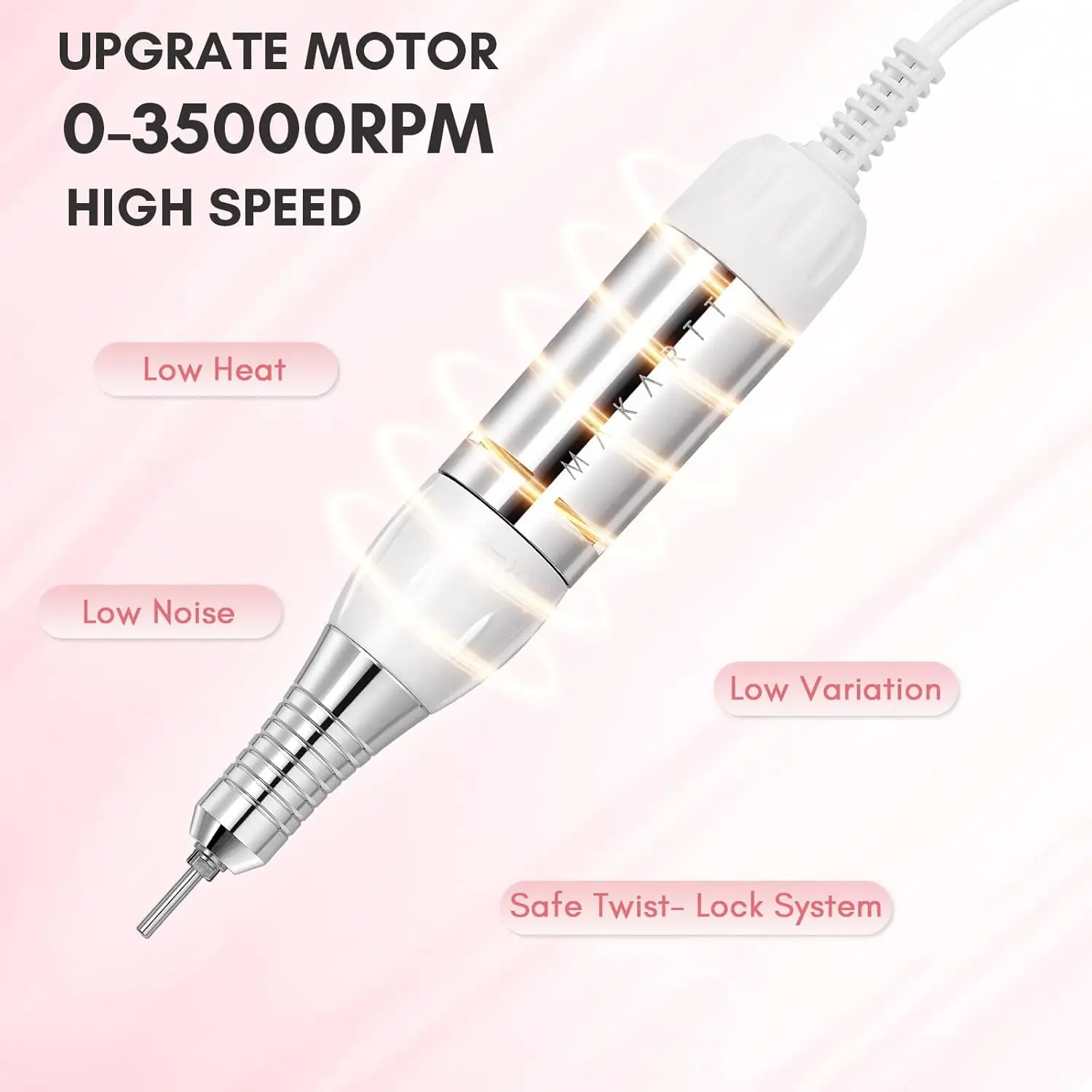 Makartt nagelboor - Professionele 35000 RPM elektrische nagelvijlmachine, Genesie Nail Efile met LCD-scherm, boorset