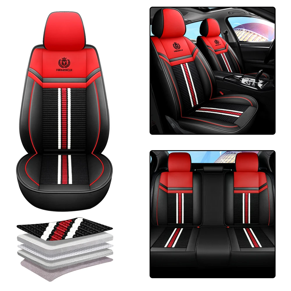 

Full Set Car Seat Cover Fabric Universal Ice Silk Breathable Washable Suitable For Car Truck Van Suv Car Accessories Interior