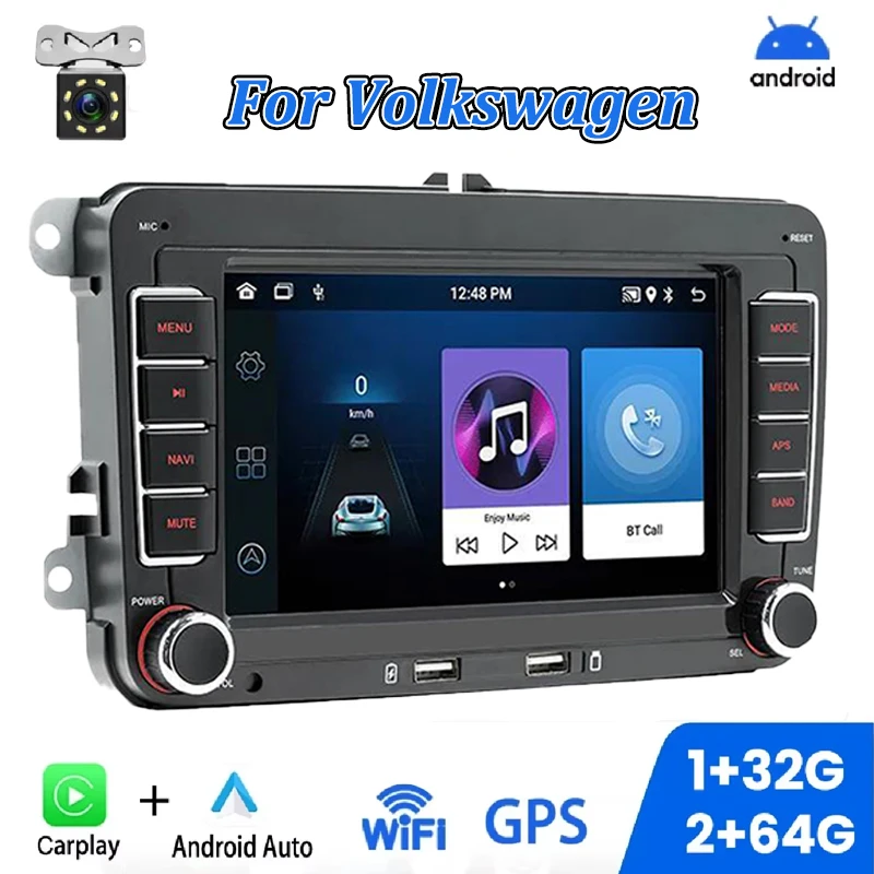 Car Radio 2Din Android for Volkswagen Golf 5 6 Polo Passat B6 B7 CC Skoda Jetta Universal Muiltmedia Carplay Wifi GPS Navigation