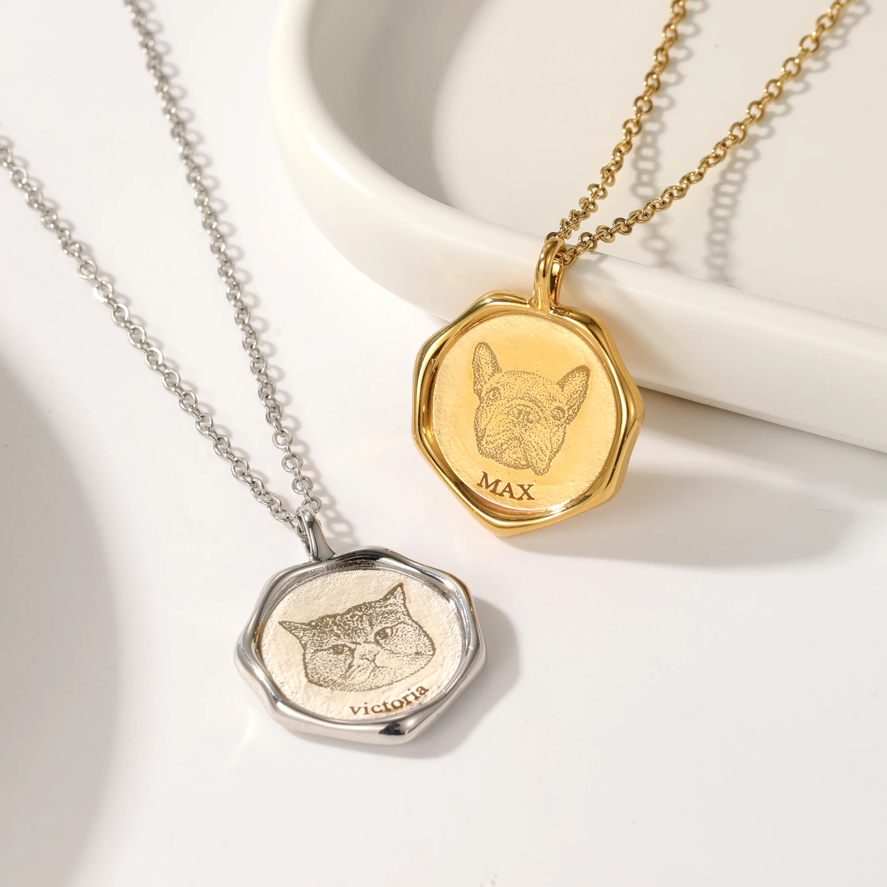 3D Jewelry Personalized Pet Portrait Necklace Engraved Pet Necklace Dog Memorial Remembrance Pet Loss Gift Pet Love Gifts