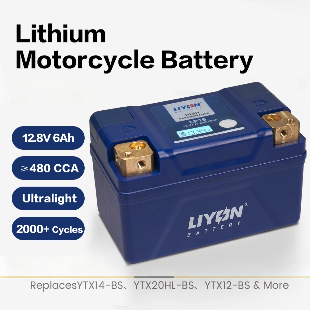 12.8V 6Ah Lithium Motorcycle Battery, 420A Max Starting Current, LiFePO4 Battery with Built-in BMS, Powersports Battery, Replaces YTZ10S, YTZ14S, YTX12, YTX14H, YTX20CH and YTX16, Blue