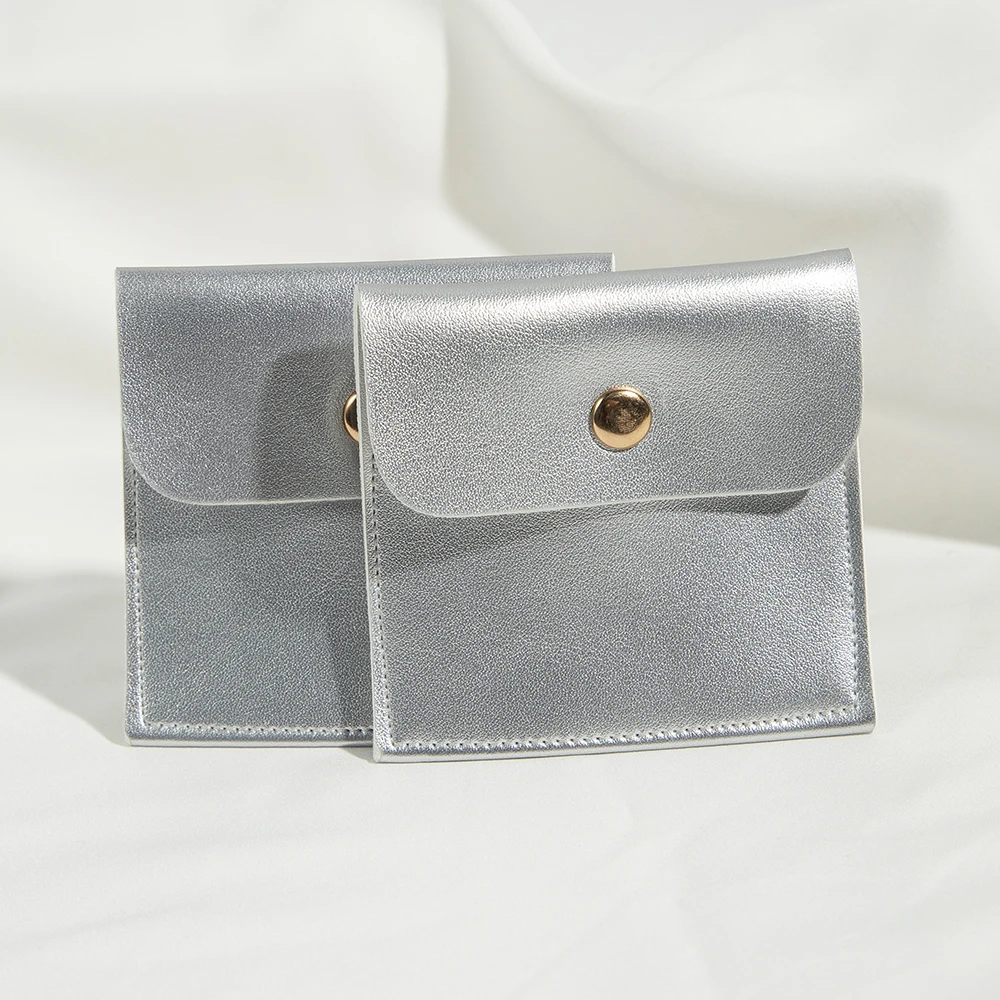 10Pcs PU Leather Snap Closure Jewelry Pouches Portable Storage Bags for Necklaces Bangles Crystal&Accessories& Jewelry Organizer