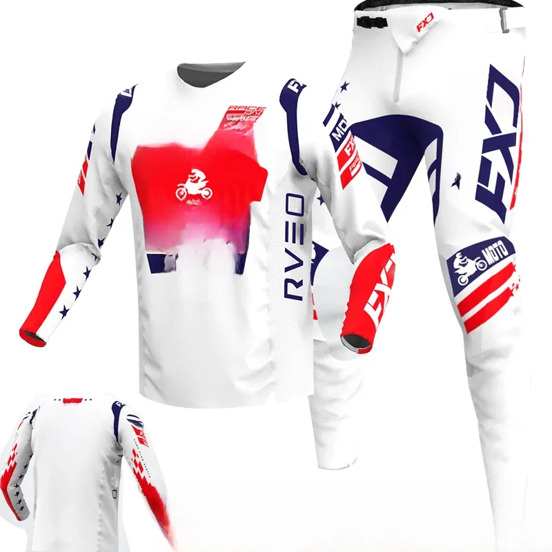 AliExpress UK NEW 2024 FXJ enduro motocross gear set mx jersey pants White motorbike clothing mtb carracing suit