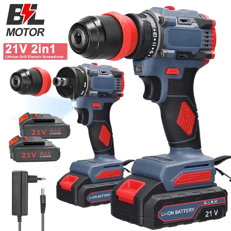 Perceuse sans fil 21V, tournevis électrique 55Nm, vitesse réglable, tournevis multifonction, batterie lithium rechargeable, outil électrique