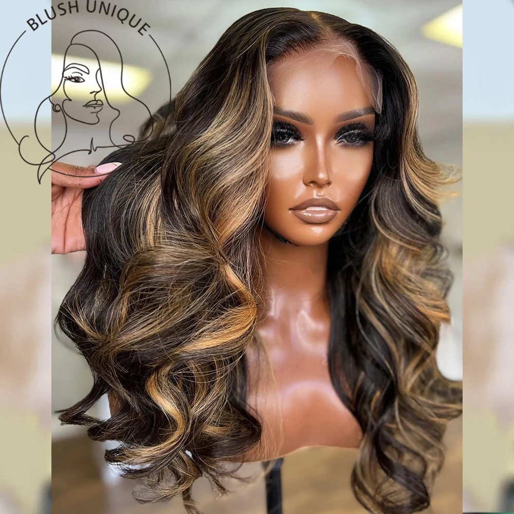 

Ombre Blonde Lace Front Wig Highlight Body Wave Synthetic Lace Wig Blonde Brown Lace Frontal Wigs For Women Hair Glueless Wigs