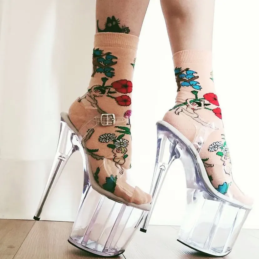 حذاء WUXIN H&P بكعب متجرد 6 بوصات للنساء، حذاء صندل شفاف مثير للرقص على شكل عمود ستيليتو