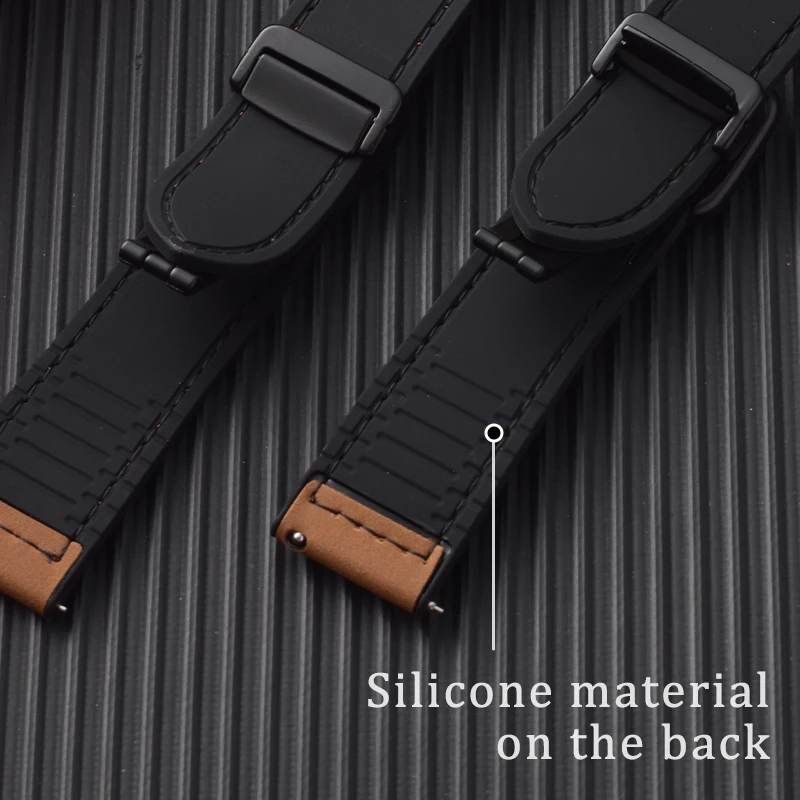 Leather Silicone Strap For Huawei Watch GT 5 4 46mm 41mm Bracelet For Huawei GT5 GT4 GT3 Pro GT2 22mm Strap Unisex watch strap image 2