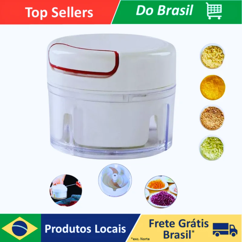 Mini Multiprocessador Triturador Manual 2 Lâminas Inox Alho