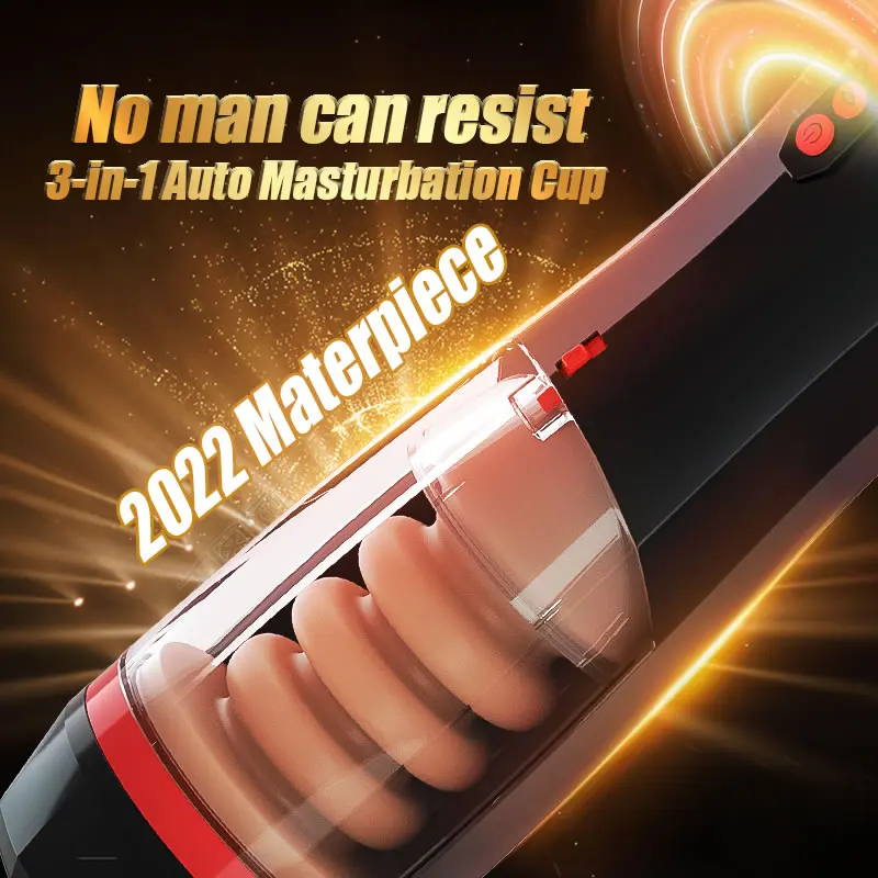 HESEKS Lifelike Automatic Sucking Male Masturbation Cup Inner Telescopic Vibrator Male Masturb Vaginas For Men Sex Toy