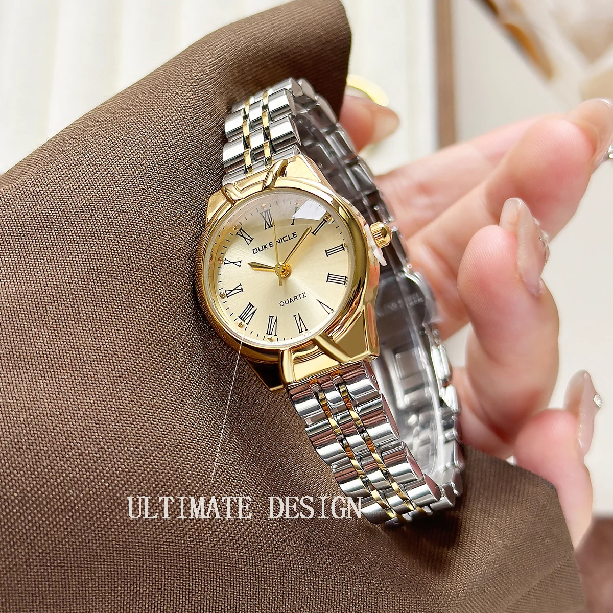 DUKE NICKE Exquisite Solid Steel Women's Watch Elegant, Versatile, Fashionable, Waterproof Roman Digital Reloj+Box