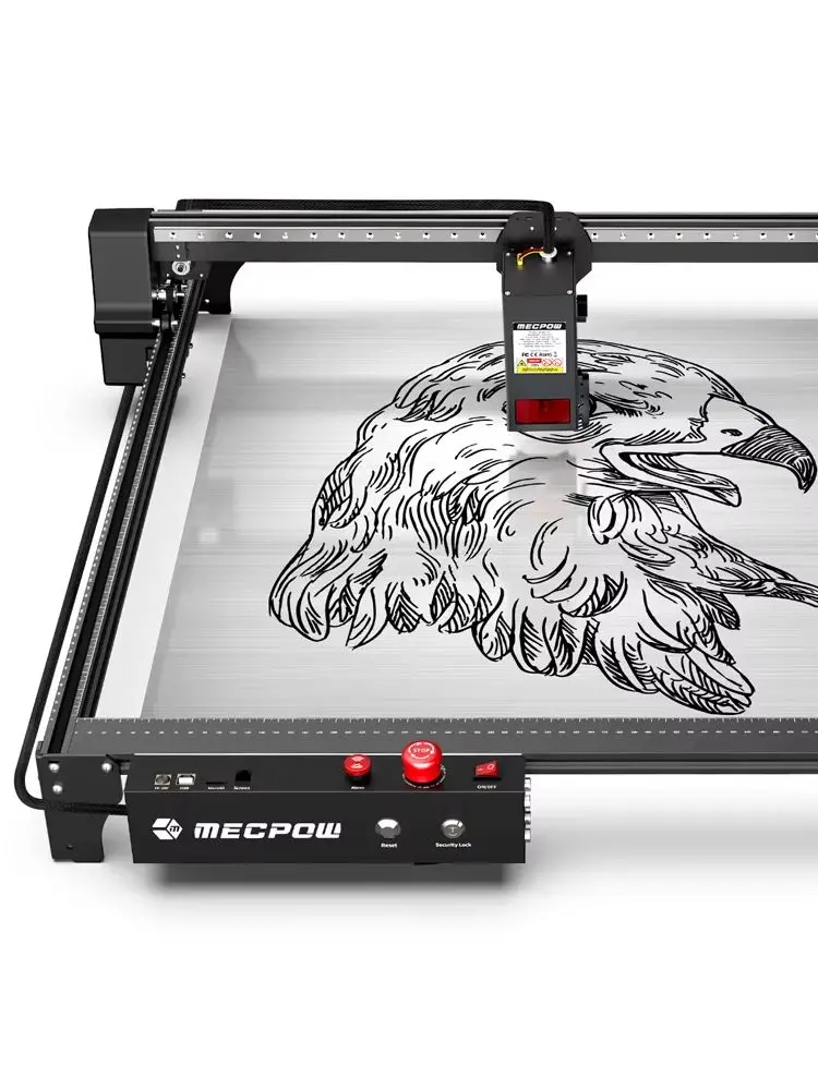 Mecpow X5 Pro 33W Lasergravurmaschine – Graviert 15mm Holz, 12mm Acryl, 0,1mm Edelstahl, 0,08x0,1mm Punkte – 28000mm/Min Geschwindigkeit, 600x600mm Arbeitsbereich, automatische Luftunterstützung,