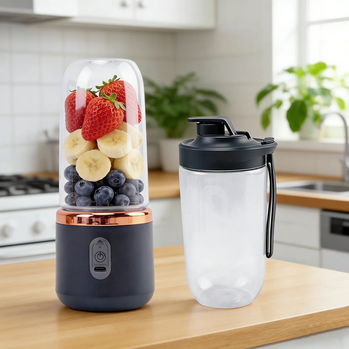 Przenośny blender USB z możliwością ładowania, mini sokowirówka, elektryczny mikser do owoców, osobisty blender do smoothie do użytku w domu, w podróży i na świeżym powietrzu, do przygotowywania