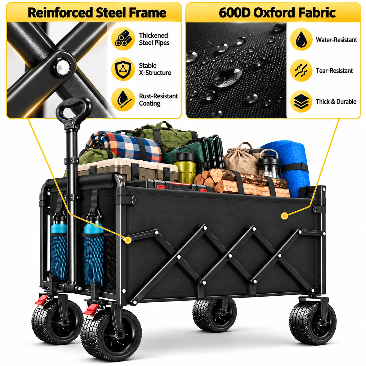 عربة قابلة للطي متينة بسعة 880 - مراجعة Outdoor Camping Trolley وسعره