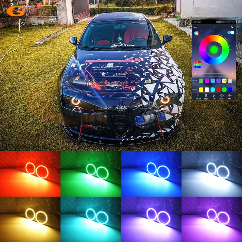 Dla Alfa Romeo 159 Brera Spider BT App RF Remote Control Multi Color Ultra Bright RGB LED Angel Eyes Kit Halo Rings Day Light — zdjęcie 2