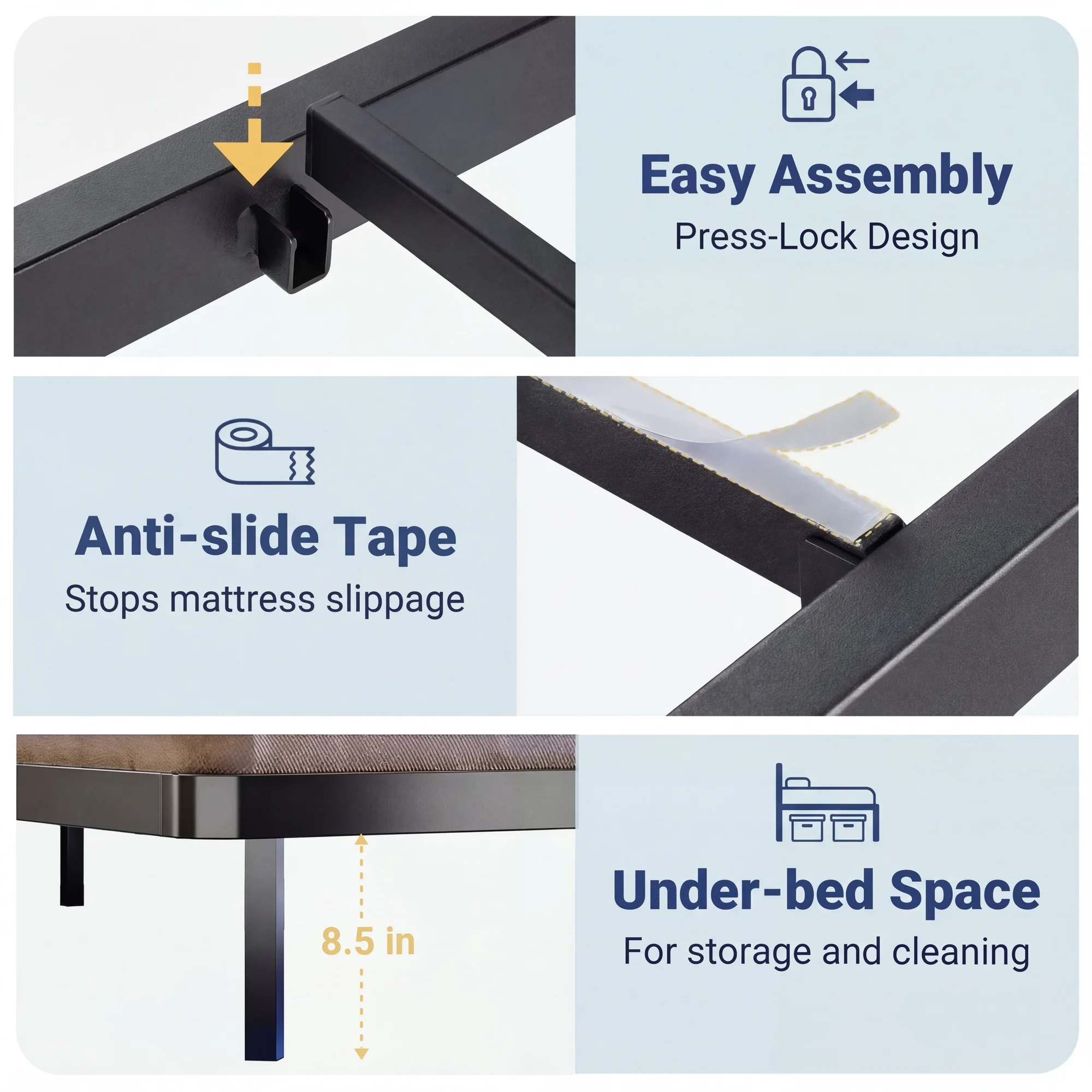 HOOMIC Heavy Duty Floating Bed Frame with Smart LED Lights and Charging Station, No Box Spring Needed  Twin/Full/Queen/King view 5