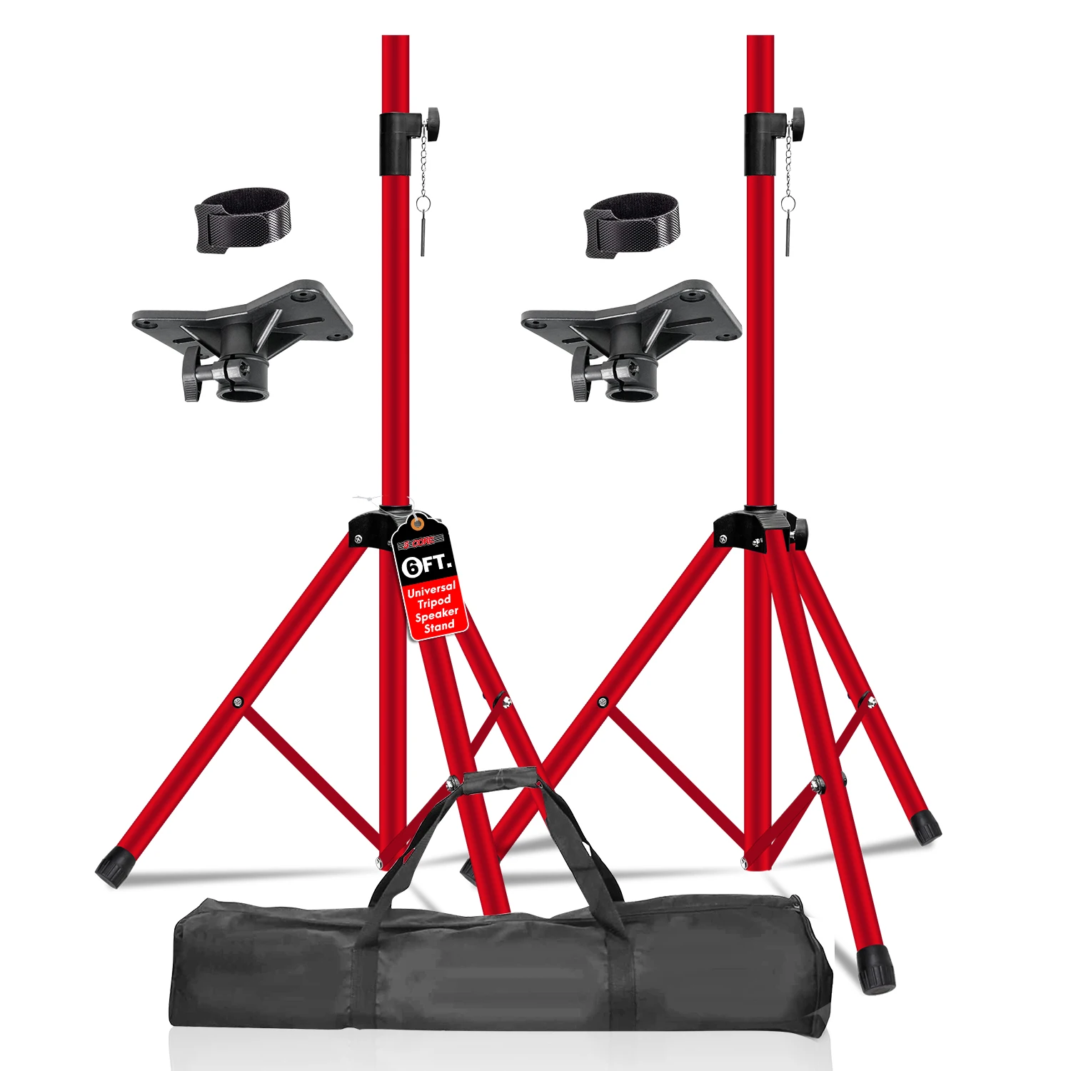 

5 Core Speaker Stand Pair Adjustable PA DJ Tripod Stands Heavy Duty w 35mm Insert 132 Lbs Capacity