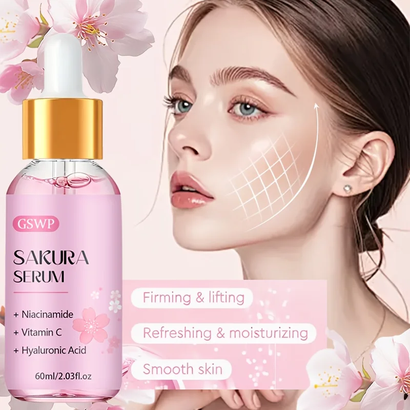GSWP Sakura Hydrating Serum, containing niacinamide, brighten skin, making skin appear lighter, more luminous.60/120/180ml