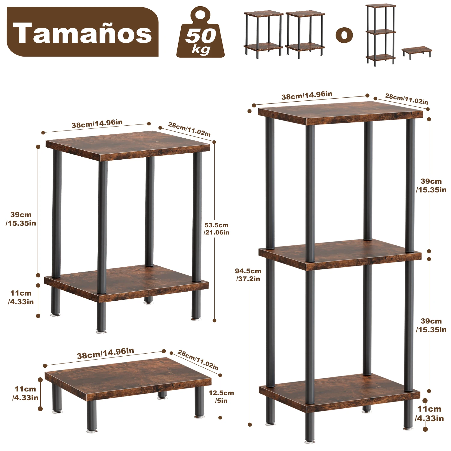طاولة جانبية، أثاث الطابعة، طاولة جانبية قابلة للتكديس، منضدة Buró لغرفة النوم، طاولة جانبية قابلة للتكديس #2