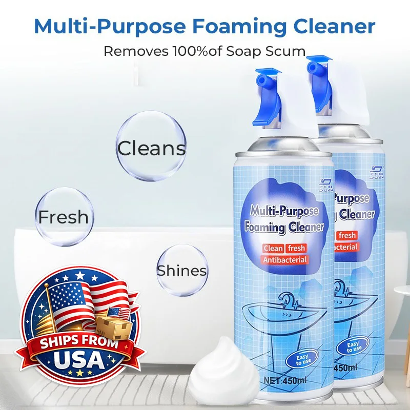 

All Purpose Bathroom Descaler Foam Cleaner Spray 450ml Deep Cleaning for Grout Tile Floor Shower Tub Wall Toilet Surfaces