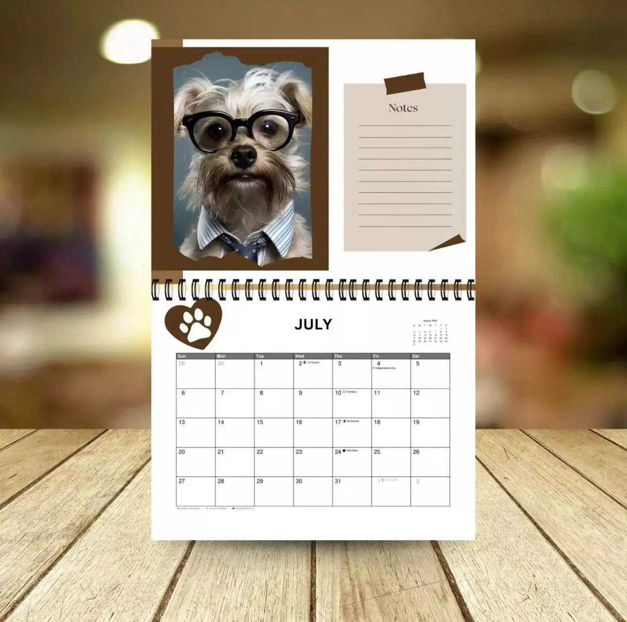 2025 English Desk Calendar Creative Calendar Cute Dog Stationery Office 12 Month Spiral Calendar For Dog Lovers Wall Calendar