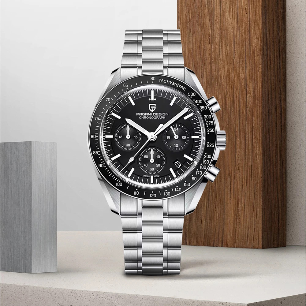 Neue Herrenuhren PAGANI DESIGN Moon Luxus Quarzuhr Herren Chronograph Uhren Speed Sport Chronograph Herren Spiegel Saphir AR Keramik leicht wasserdicht Edelstahl Herren Geschenk Uhr