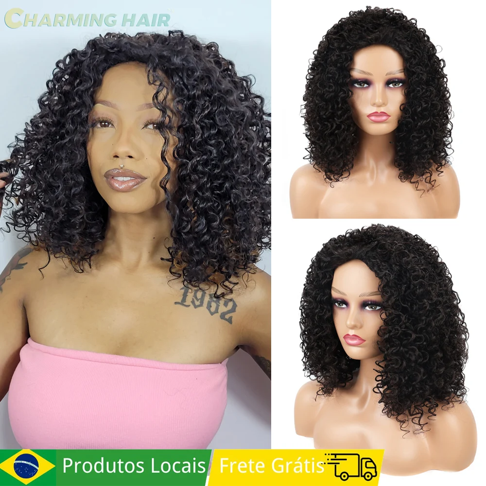 Peruca Cableo Fibra Orgânica Premium Feminina Ondulado Natural Moda Hair Desgaste Diário 35cm 245g "GEORGIA" + Wig Cap