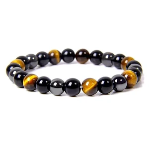 Natural Preto Obsidiana Hematita Tiger Eye Bead Pulseira para Homens e Mulheres, Proteção de Saúde Magnética, Soul Jóias, 1 10 principais vendas obsidiana pulseira - №1