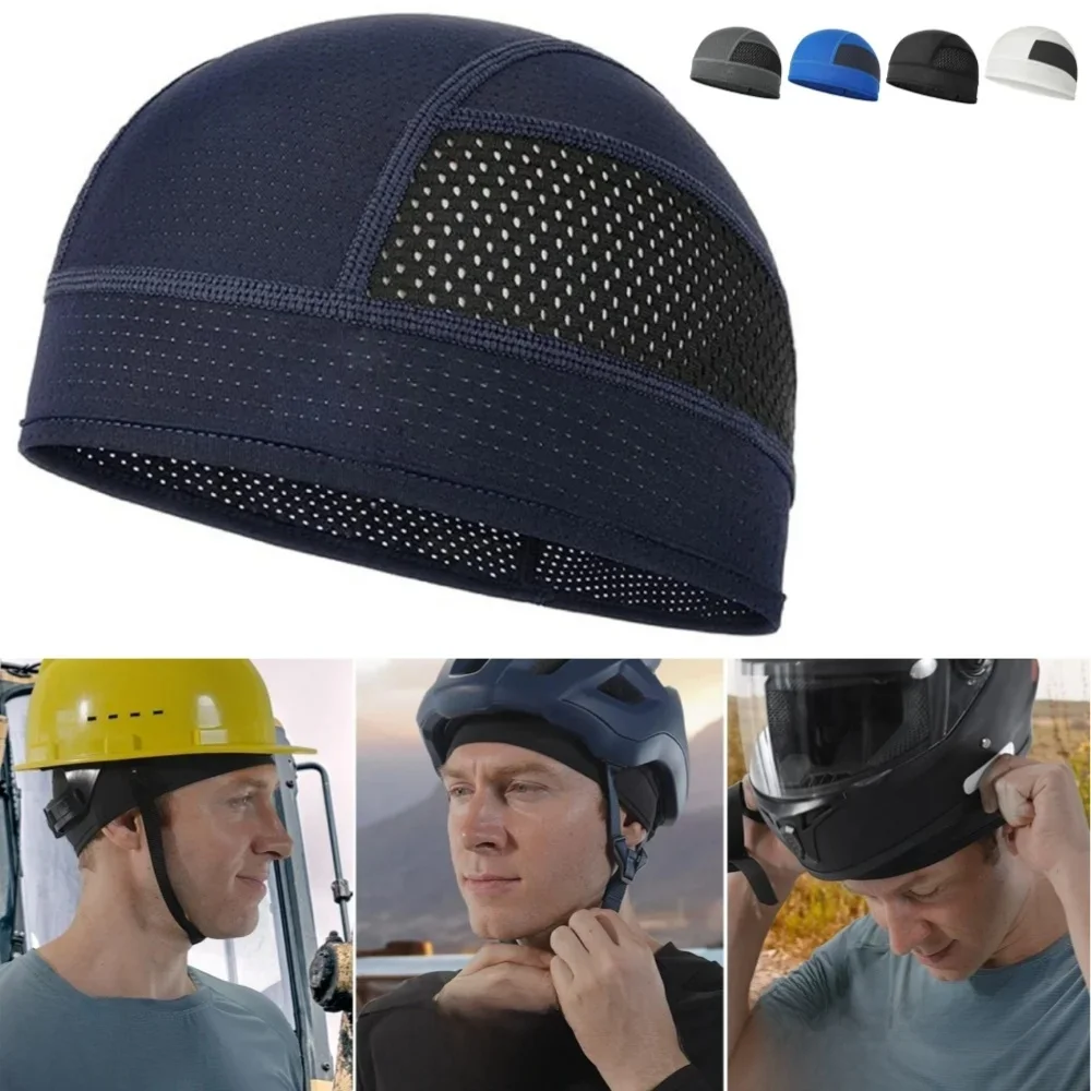 AliExpress NONE Summer Mesh Thin Vents Beanie Cap Bonnet for Men Sweat Absorbent Skull Cap Under Helmet Moisture Wicking Cycling Cap for Rider