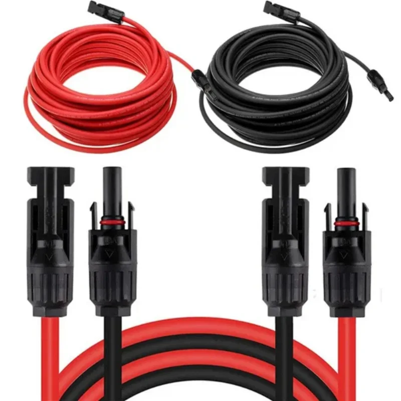 1-10m Przedłużacz kabla fotowoltaicznego Czerwony i czarny przewód montażowy 4mm2 6mm2 10AWG 12AWG z wodoodpornym złączem — zdjęcie 2