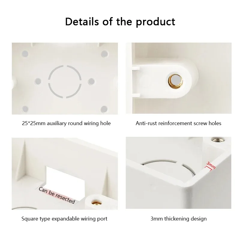 Mexico Standard Electrical Outlet Mounting box Plastic Enclosure LATAM Wall Surface Switch Socket Plug Safe Instal External box