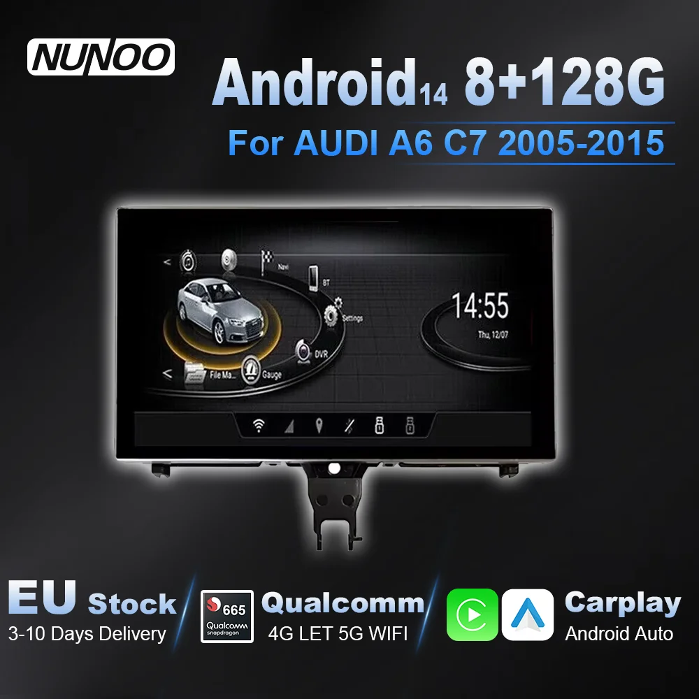 Image of Qualcomm Wireless Carplay Bildschirm für Audi A6 C7 A7 2012-2018 Auto-Multimedia-Player Android 14 Radio GPS DSP 4G Autoradio