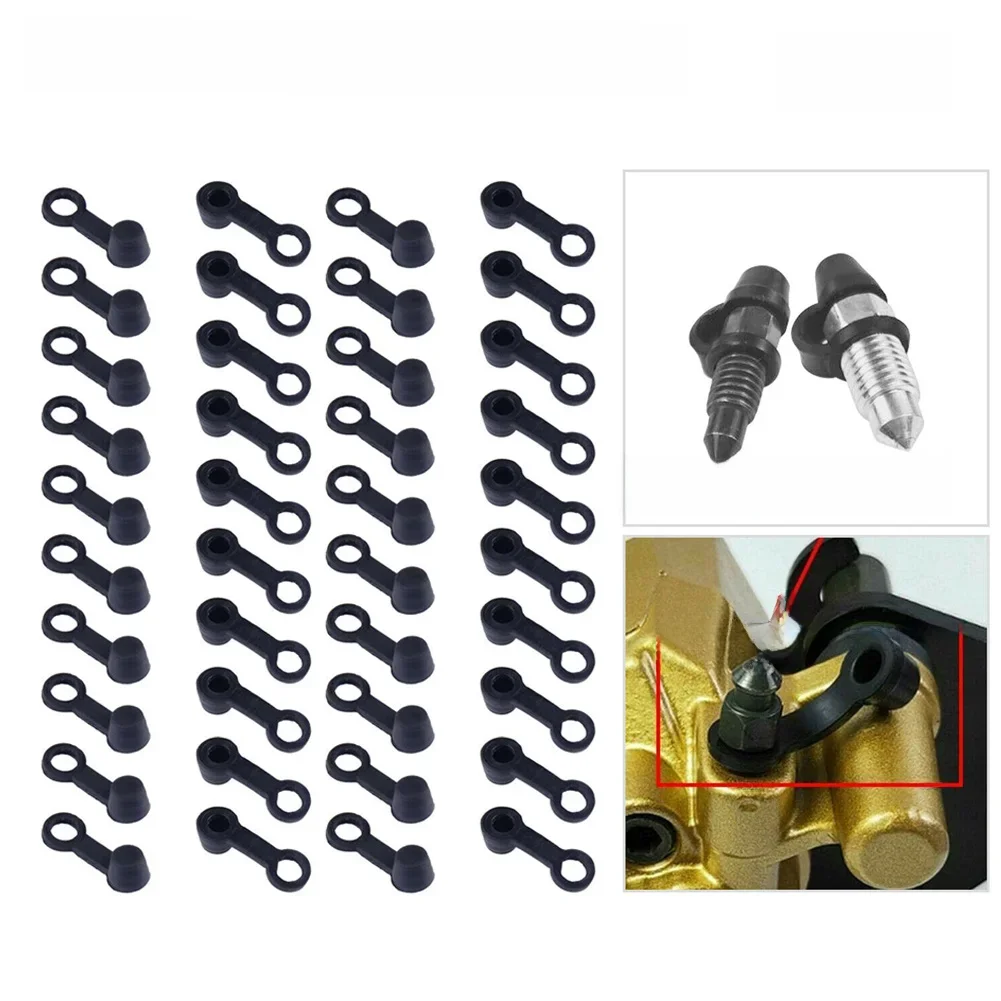 Bouchon à vis de purge de frein, 20/30/40 pièces, bouchon de raccord Zerk, couvercle anti-poussière en caoutchouc noir pour voiture et motos, vis M6/M8/M10
