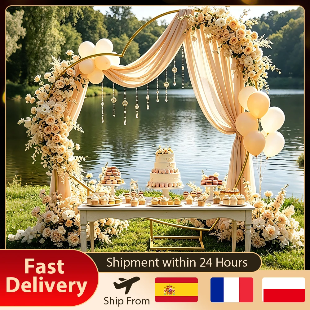 Supporto per fondale a forma di cuore in metallo dorato 2x2m, arco per palloncini e fiori, per decorazioni di matrimoni, feste di compleanno, baby shower e cerimonie di laurea.