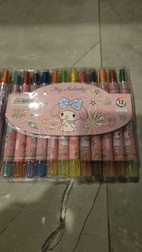 Cute Sanrio 12-Color Spinning Crayon Set, Retractable Crayons, Children's Coloring, Drawing, Doodling Art Supplies. photo review