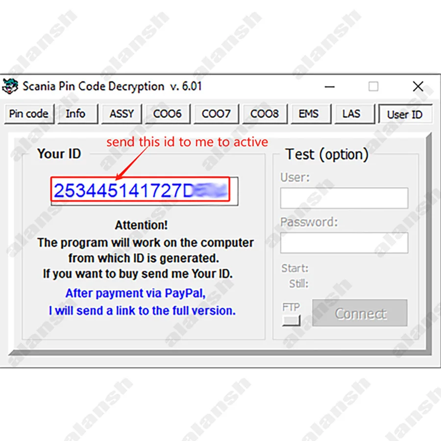 2024 for Scania Pin Code Decryption 6.01 ASSY EMS LAS COO6 COO7 COO8 + Nitro Obd Adapter