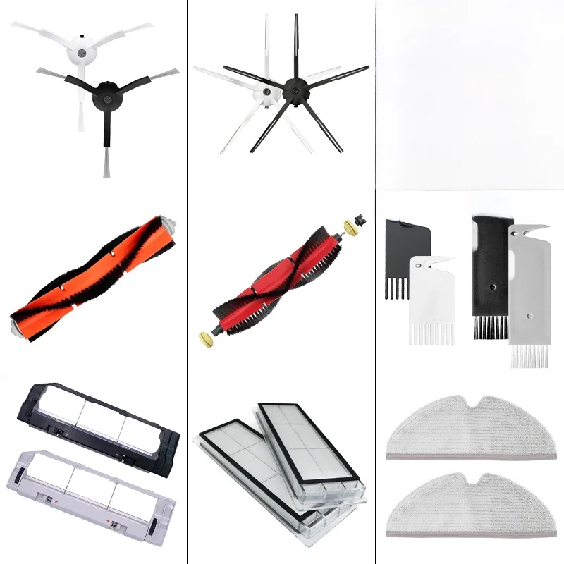 Couvercle de brosse latérale/principal, filtre HEPA en tissu de vadrouille, pièces de rechange pour XiaoMi Roborock s50 s51 s55 s6 s60 s61 s65 s5 Max s6 MaxV s6 Pure