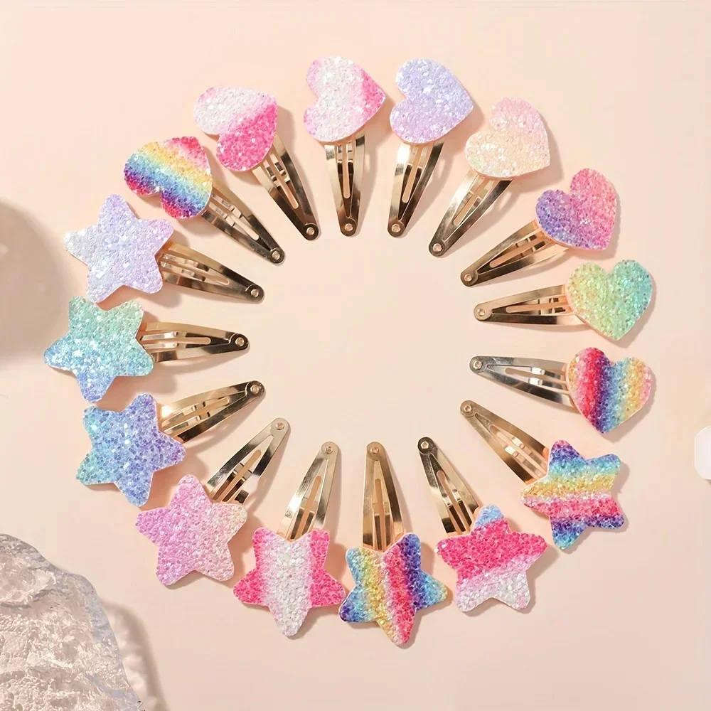 16 sztuk moda brokat tęczowy kwiat królik BB ręcznie robione spinki do włosów dla śliczne dziewczyny spinki do włosów Barrettes nakrycia głowy akcesoria do włosów — zdjęcie 2