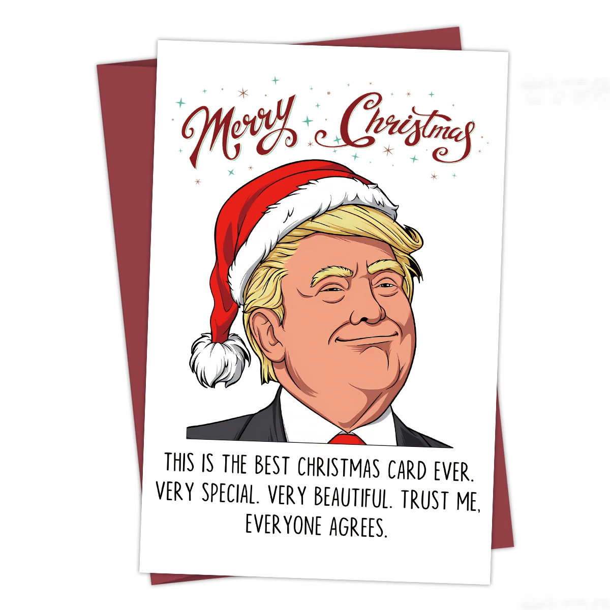 Festive Trump Christmas Card: The Best Christmas Card Ever,Xmas Gift Cards for Family and Friends,Merry Christmas Greeting Card