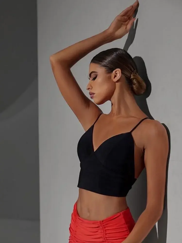 ZYMdancestyle Latin Top taneczny ubranie sportowe podstawowe Mini Top czarny biały kolor praktyka ubrania sportowe Top z biustonoszem ZYM #1784 — zdjęcie 2