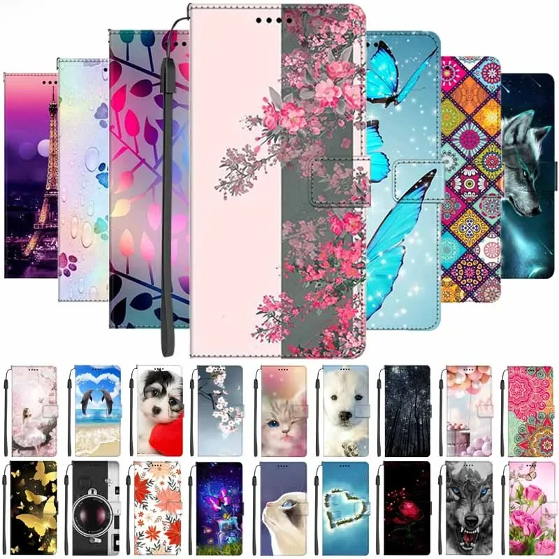 Étui en cuir pour Samsung Galaxy S8 S9 S10 S20 Plus Ultra S7 Edge S10E, housse portefeuille S 8, support S20Plus, chat de dessin animé