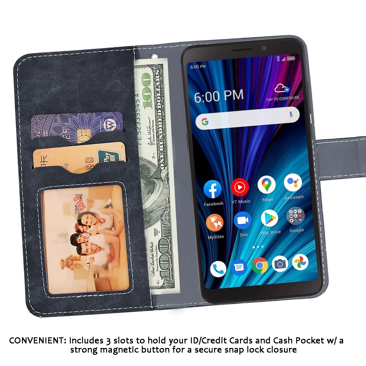 محفظة جلدية كلاسيكية TCL A3X حافظة 6 بوصة فتحات بطاقات فاخرة قابلة للطي غطاء مقاوم للانزلاق حقائب حماية للهاتف