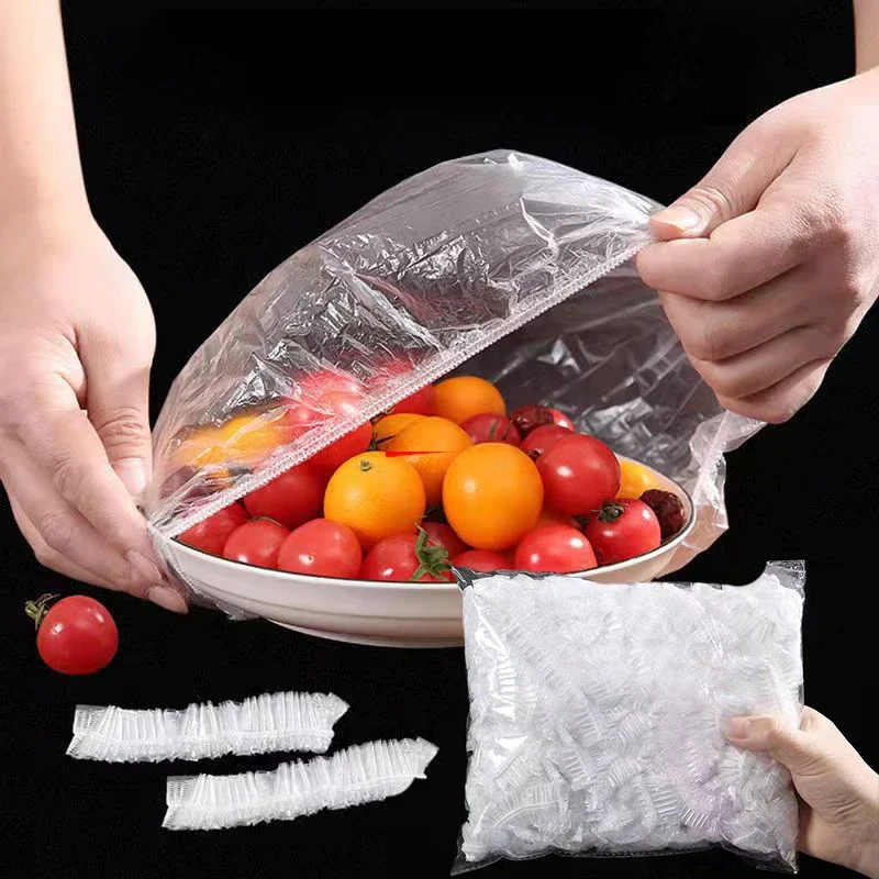 Herbruikbare wegwerpvoedselafdekking Plastic folie Duurzame elastische voedseldeksels voor kommen Elastische plaatafdekkingen voor keukenvoedselbesparende tas - afbeelding 2