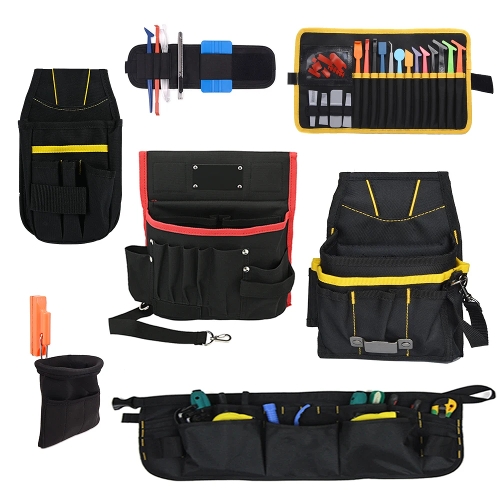 FOSHIO Vinyl Wrap Work Tool Bag Waterproof Oxford Cloth Utility Pouch Car Carbon Fiber Window Tint Film Storage Waist Belt Pack