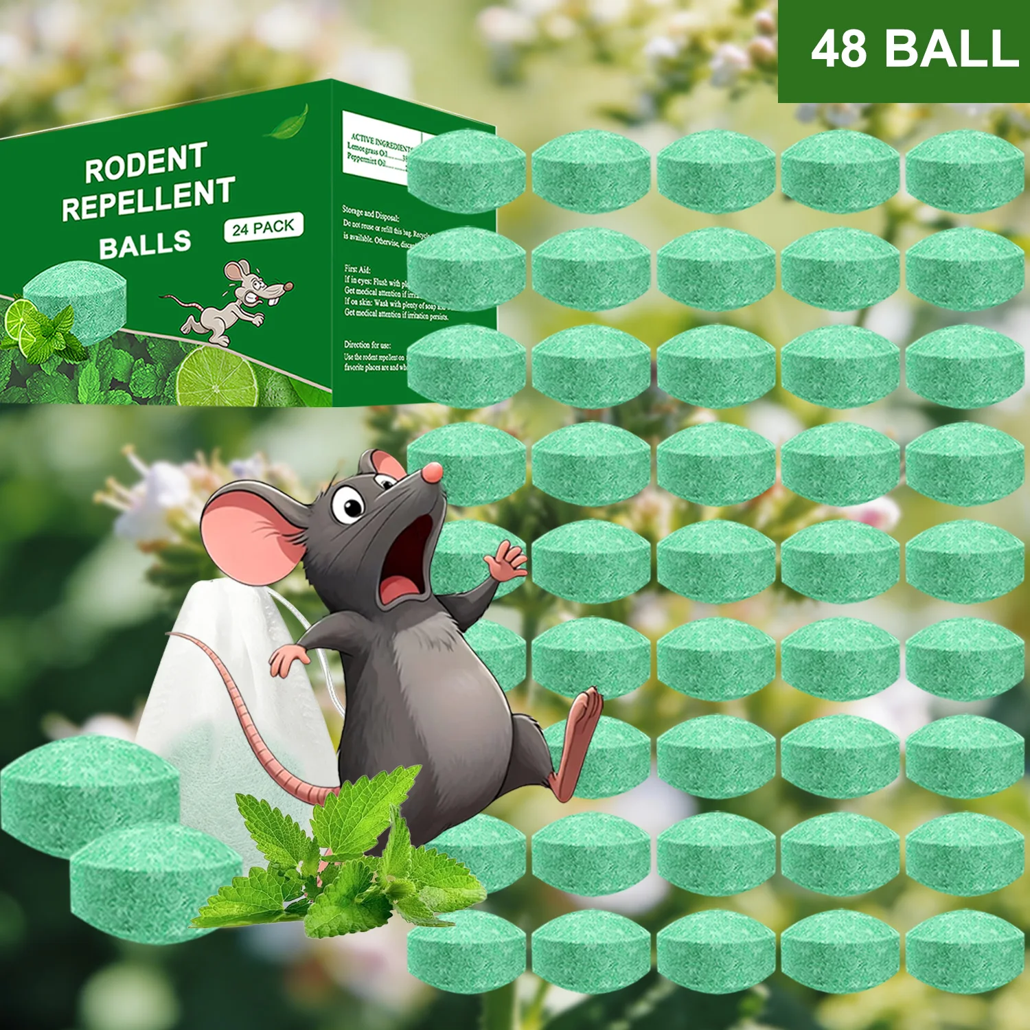 Natural Peppermint Rodent Repellent Balls 48 PCS