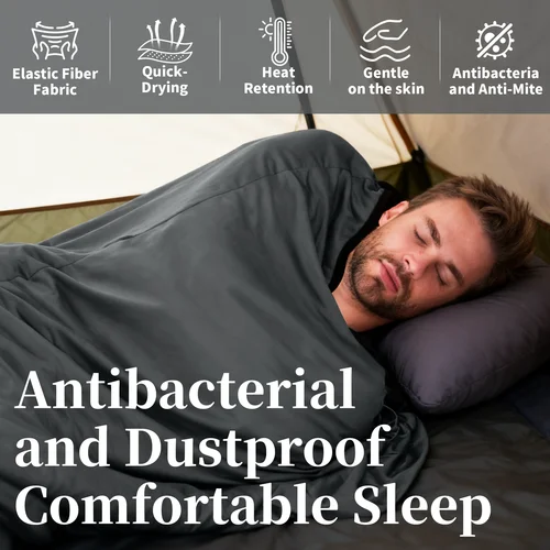 Imagen 2 del producto MAPLEAF Saco de dormir de momia de alta elasticidad de hoja de arce, forro ultraligero para saco de dormir para las cuatro estaciones, forro para saco de dormir portátil