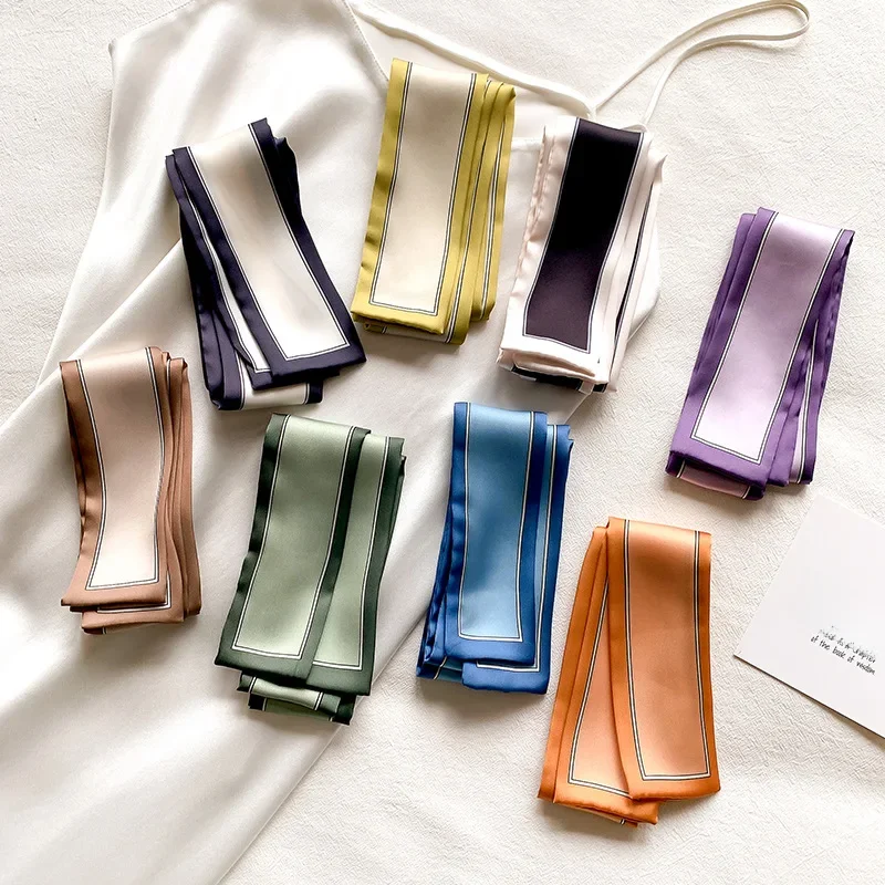 Foulard en soie d'imitation d'extérieur avec ruban de couleur Pure, 6x115cm, bandeau Long décoratif, foulard en Satin pour femmes, printemps/été